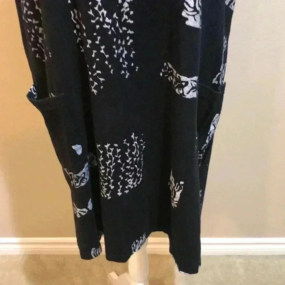 I.G. Sport Women’s Black Southwestern Fish Print Beach Cover Up Pocketed Dress-L - Picture 6 of 8